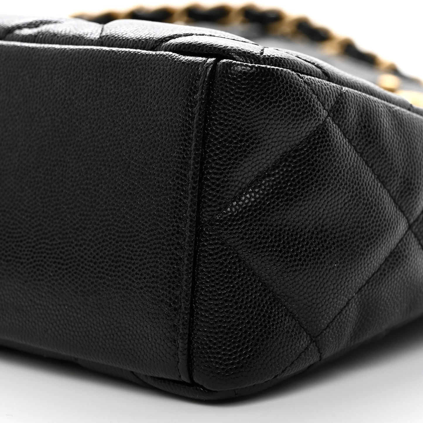 Caviar Quilted Fold Over Hobo Black