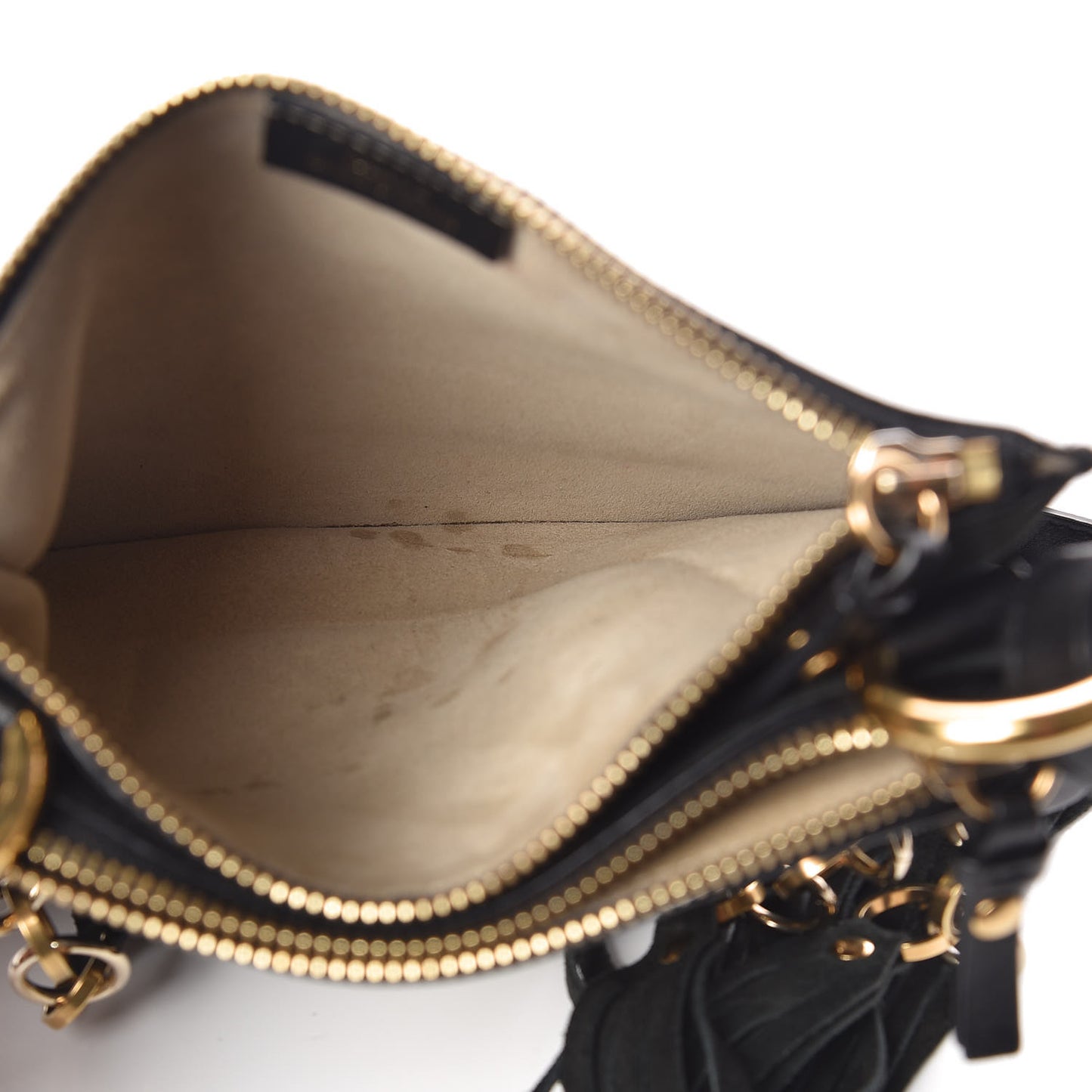 Calfskin Suede Small Jane Fringe Bag Black