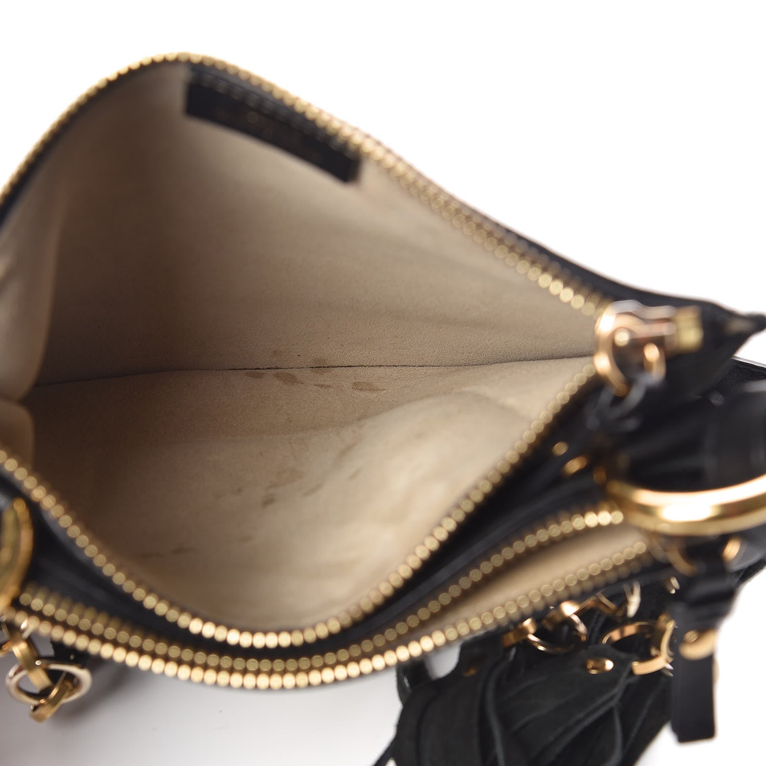 Chloe Calfskin Suede Small Jane Fringe Bag Black 5 of 11
