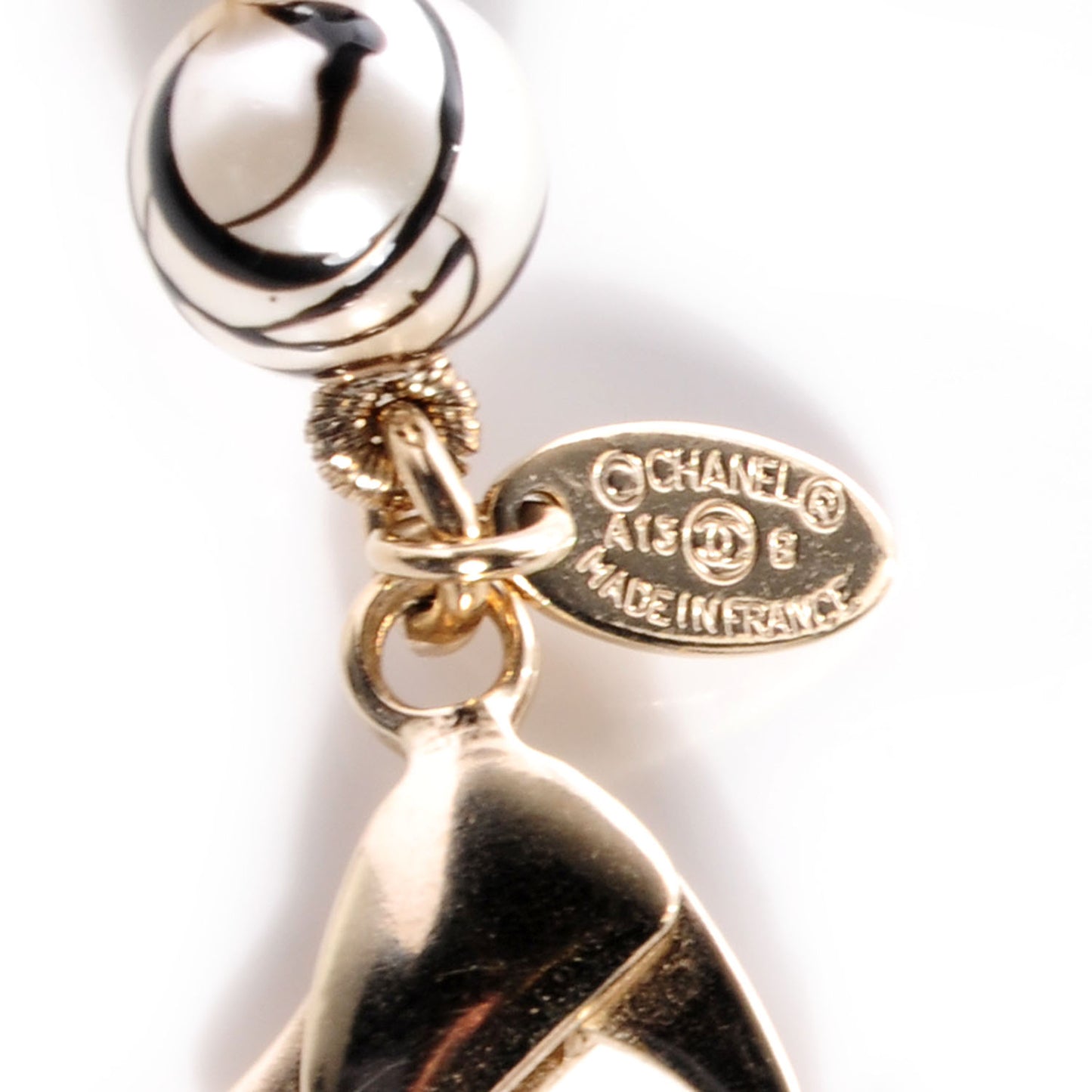 Pearl CC Graffiti Long Necklace Black Gold