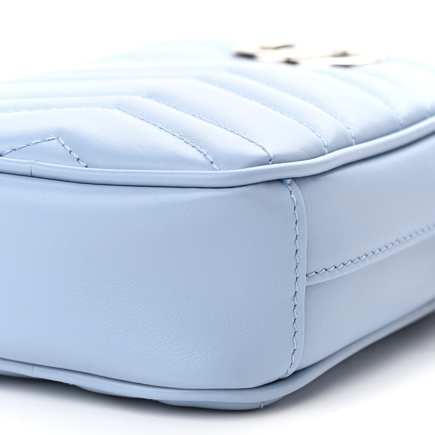 Calfskin Matelasse Mini GG Marmont Crossbody Bag Porcelain Light Blue