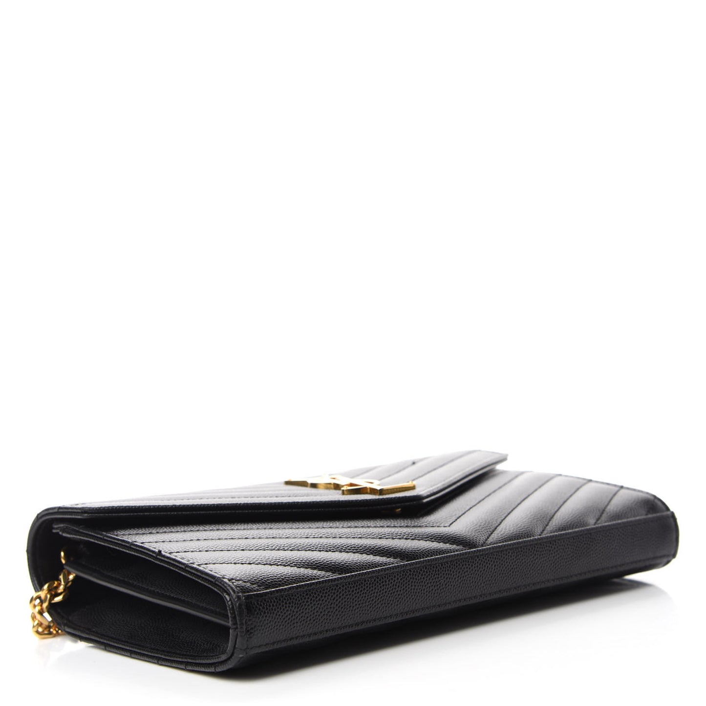Grain De Poudre Matelasse Chevron Monogram Chain Wallet Black