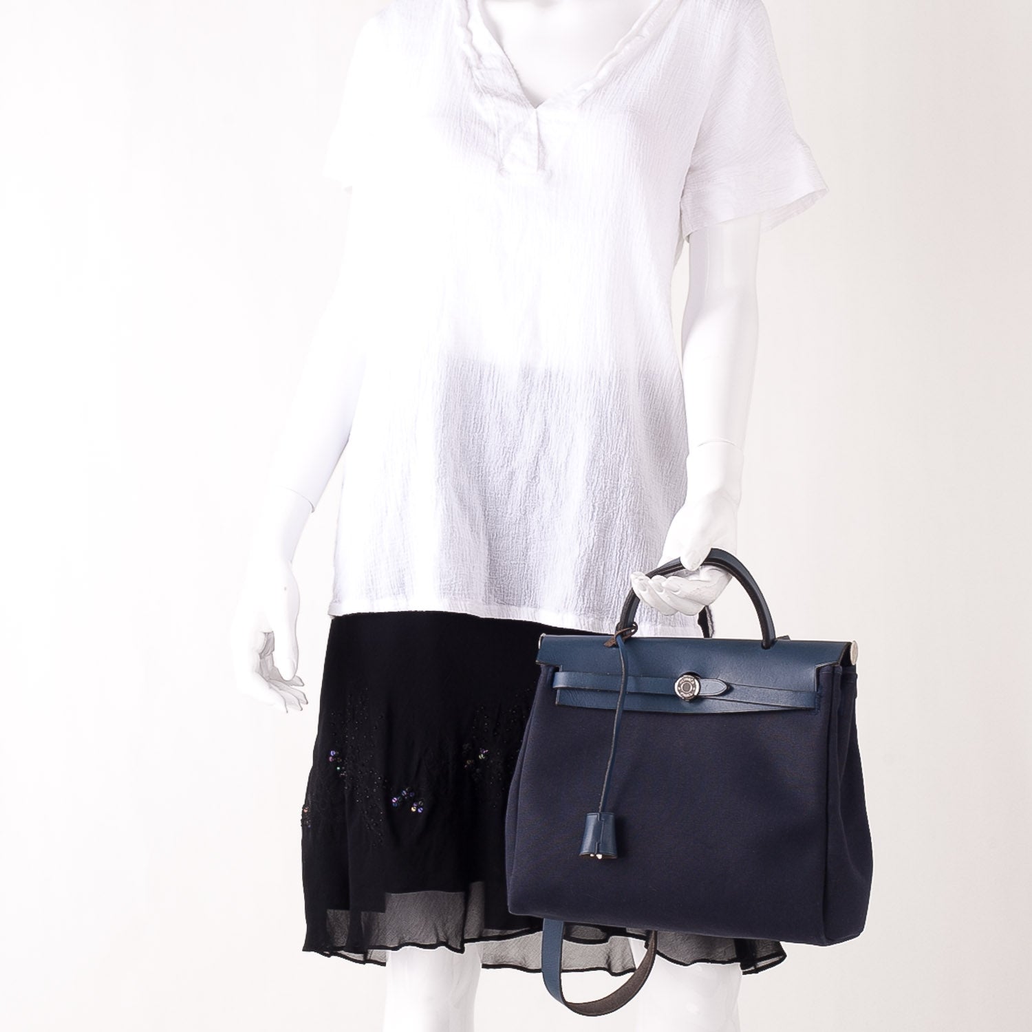 Hermes Toile Herbag PM 30 Navy Bleu 2 of 8