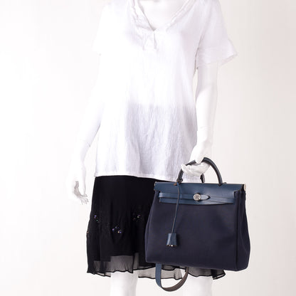 Hermes Toile Herbag PM 30 Navy Bleu 2 of 8