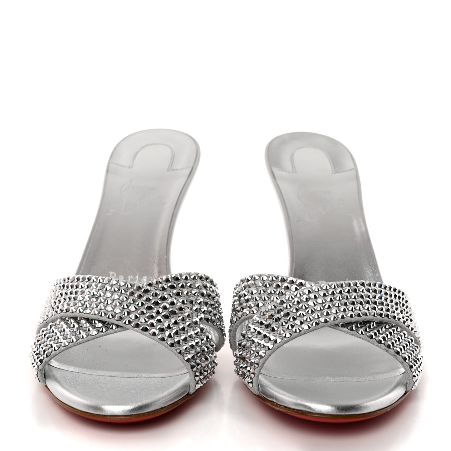 Suede Metallic Kid Lambskin Strass Mariza Is Back 85 Sandals 37.5 Silver