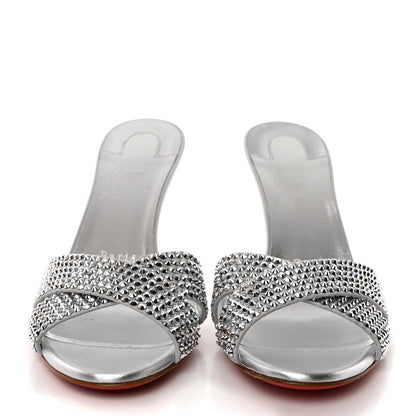 Christian Louboutin Suede Metallic Kid Lambskin Strass Mariza Is Back 85 Sandals 37.5 Silver 2 of 8