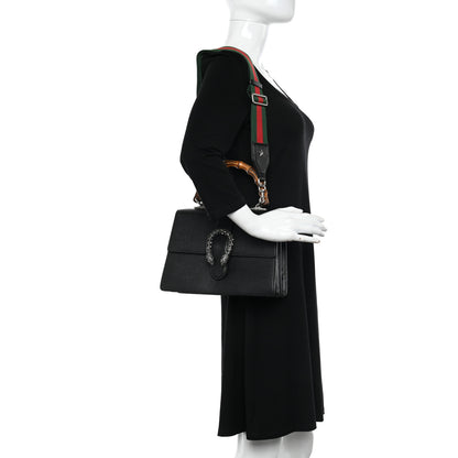 Gucci Dollar Calfskin Crystal Web Medium Dionysus Bamboo Top Handle Bag Black Black Diamond 2 of 11