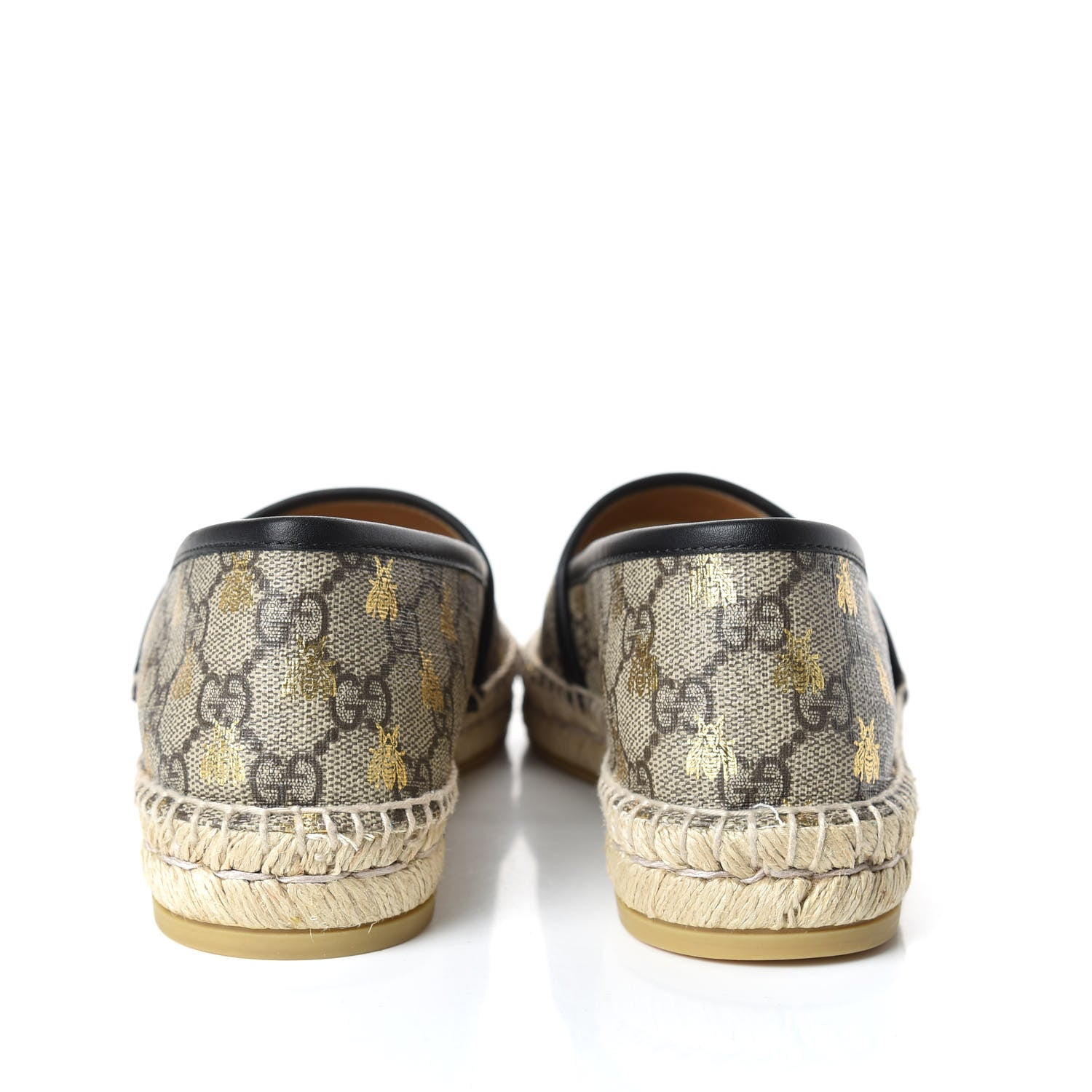 Gucci GG Supreme Monogram Bees Espadrille Flats 38 Beige Ebony Oro Black 7 of 11