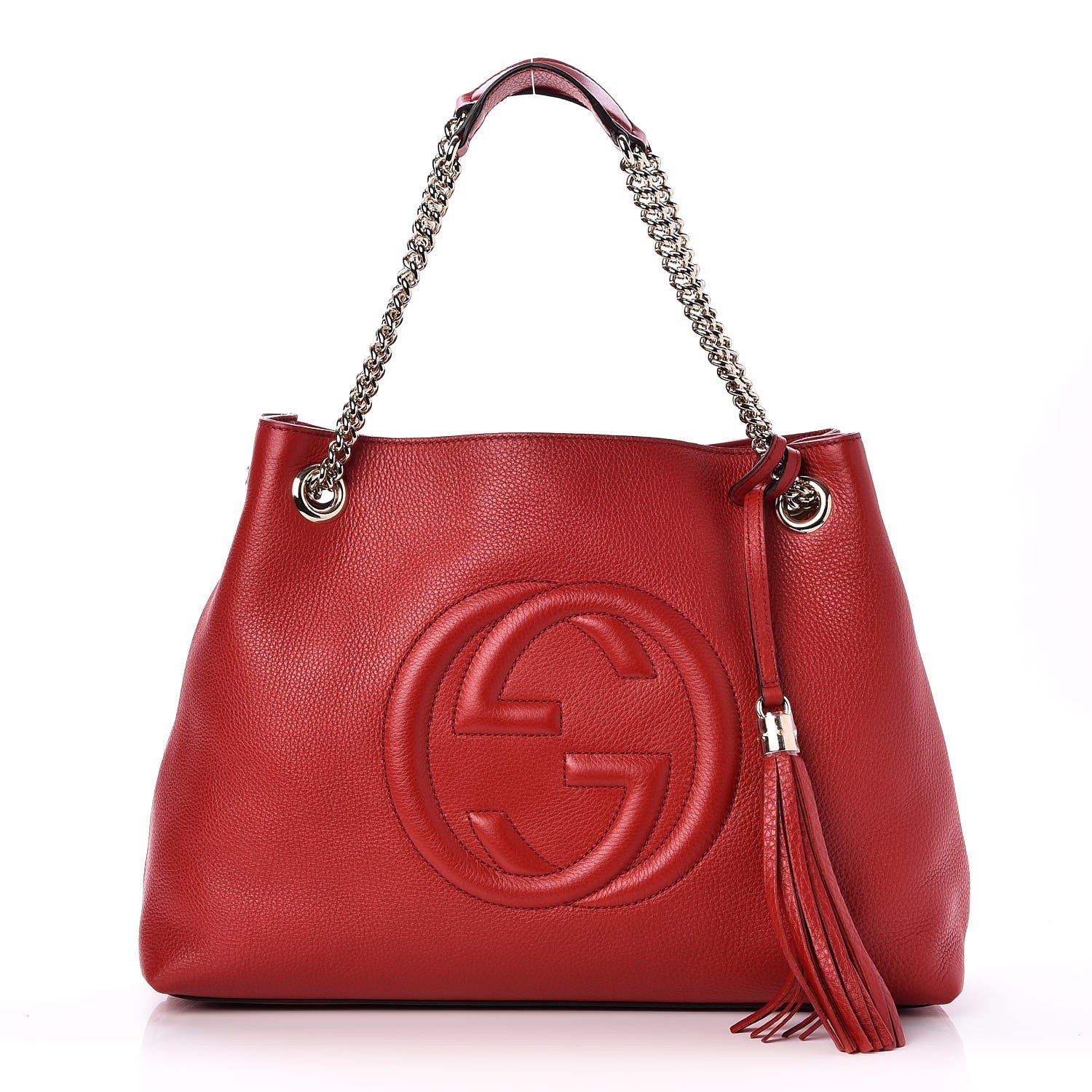 Gucci Pebbled Calfskin Medium Soho Chain Shoulder Bag Tabasco Red 1 of 7