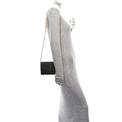 Saint Laurent Grain de Poudre Uptown Chain Wallet Black 2 of 11