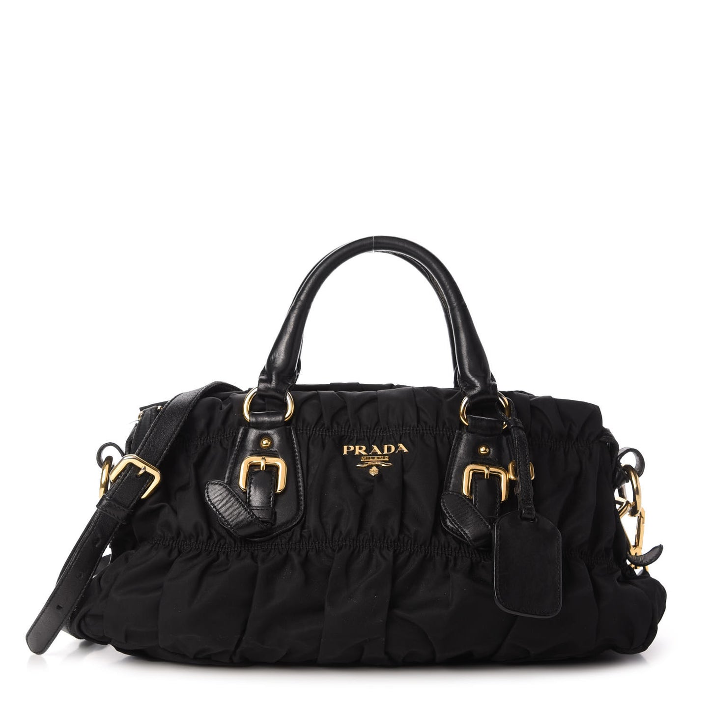 Tessuto Nylon Gaufre Shopping Satchel Black