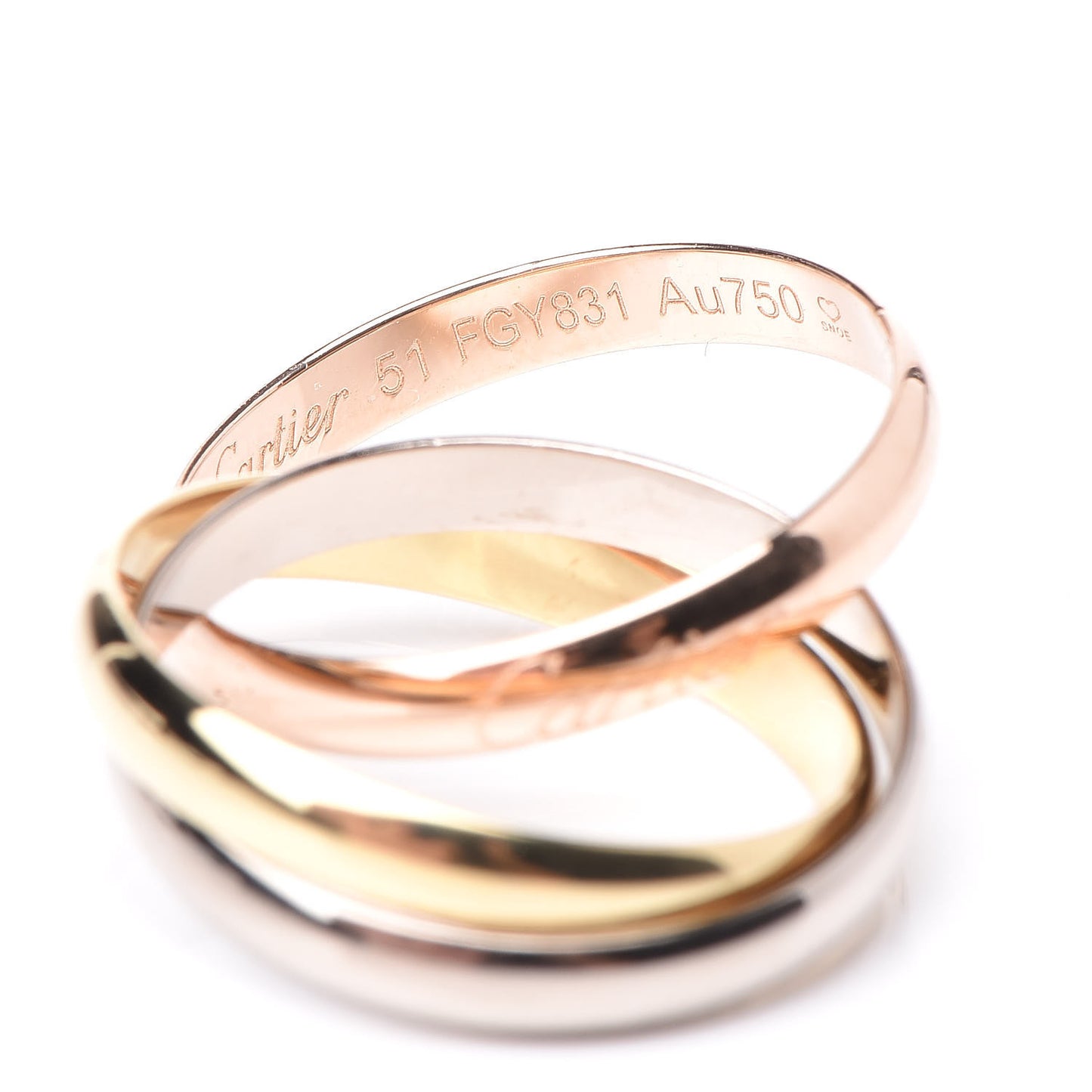 18K Pink Yellow White Gold Small Trinity Ring 51 5.75