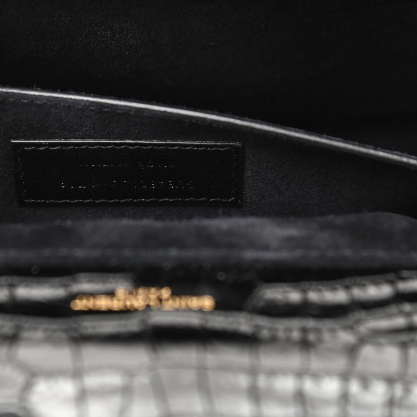 Calfskin Crocodile Embossed Medium Bellechasse Satchel Black