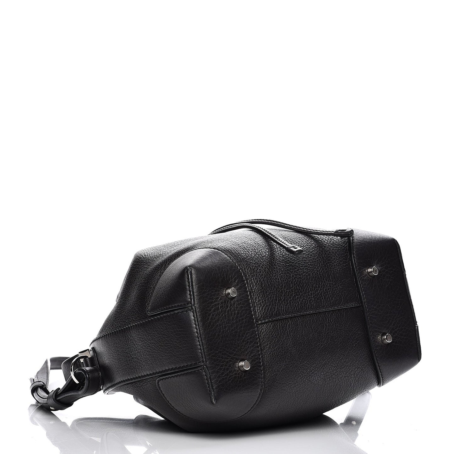 Calfskin Small Lucrezia Drawstring Bucket Bag Black