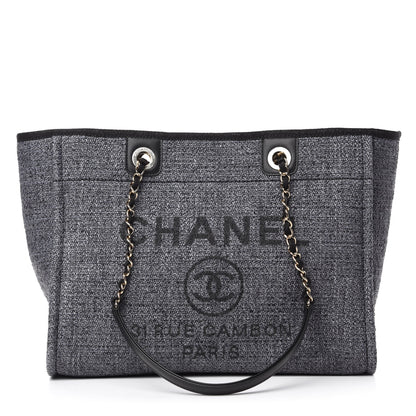 Chanel Woven Straw Raffia Small Deauville Tote Charcoal 1 of 10