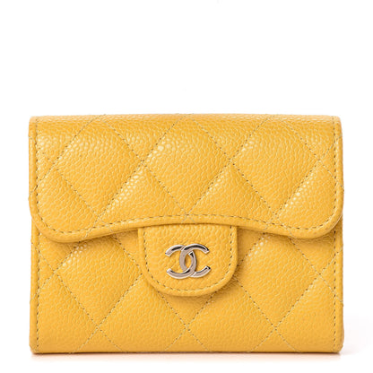 Chanel Caviar Quilted Flap Card Holder Wallet Yellow 1 of 7