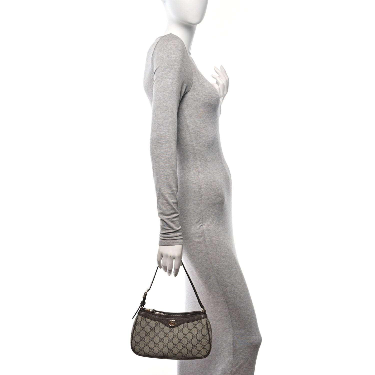 Gucci GG Supreme Monogram Textured Dollar Calfskin Small Ophidia Hobo Beige Ebony New Acero 2 of 11