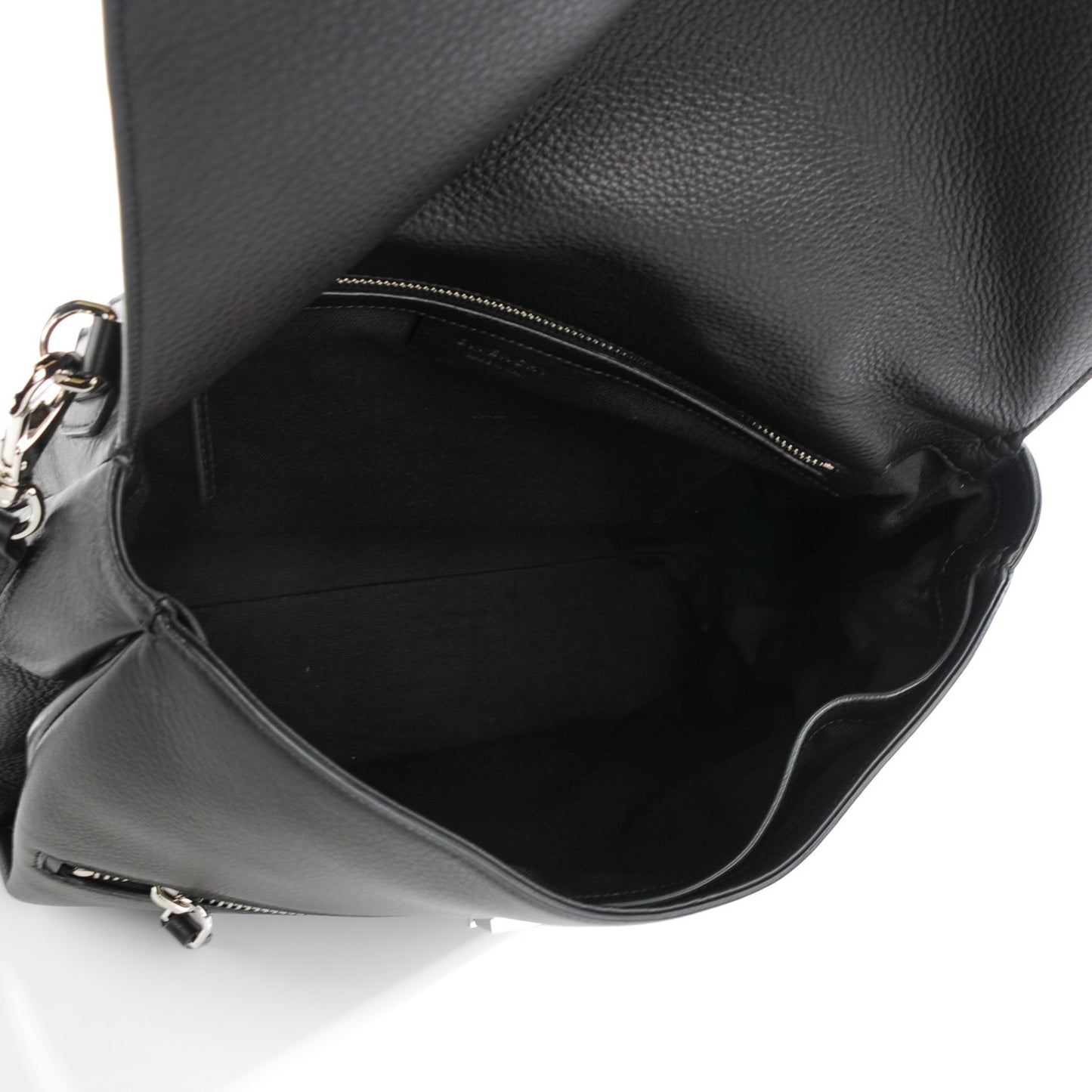 Waxy Grained Calfskin Medium Pandora Pure Flap Bag Black