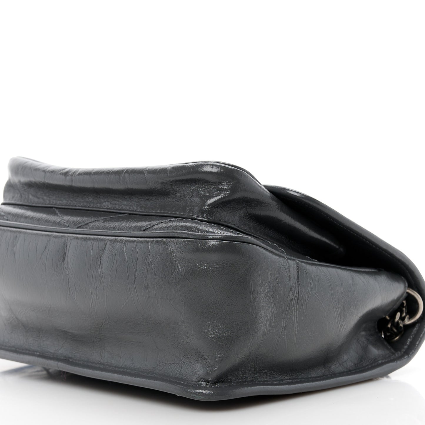 Crinkled Calfskin Matelasse Monogram Baby Niki Chain Satchel Storm