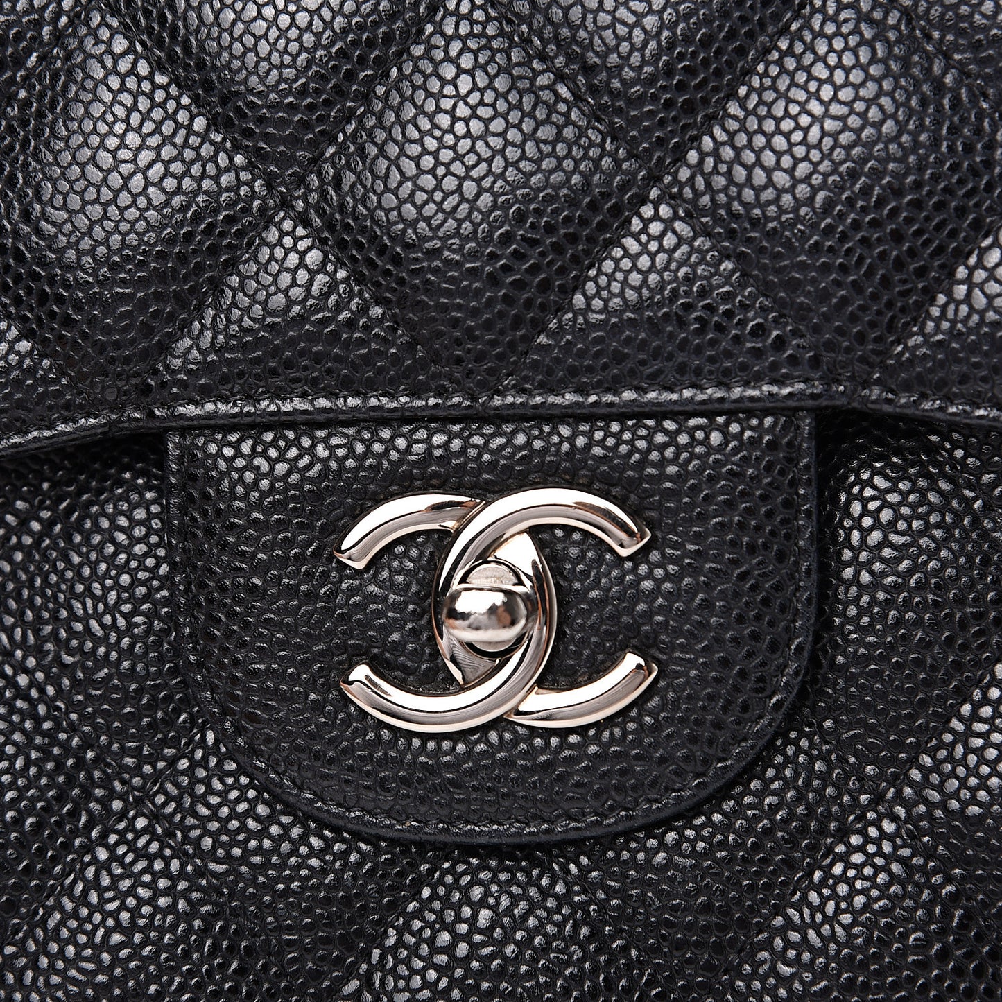 Caviar Quilted Jumbo Double Flap Black