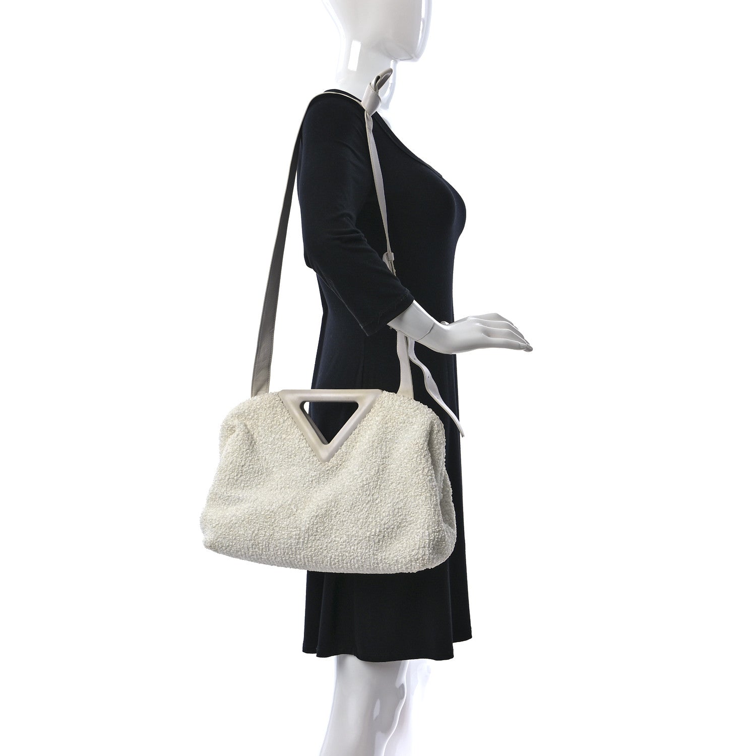 Bottega Veneta Boucle Curly Raffia The Point Triangle Bag Chalk 2 of 15