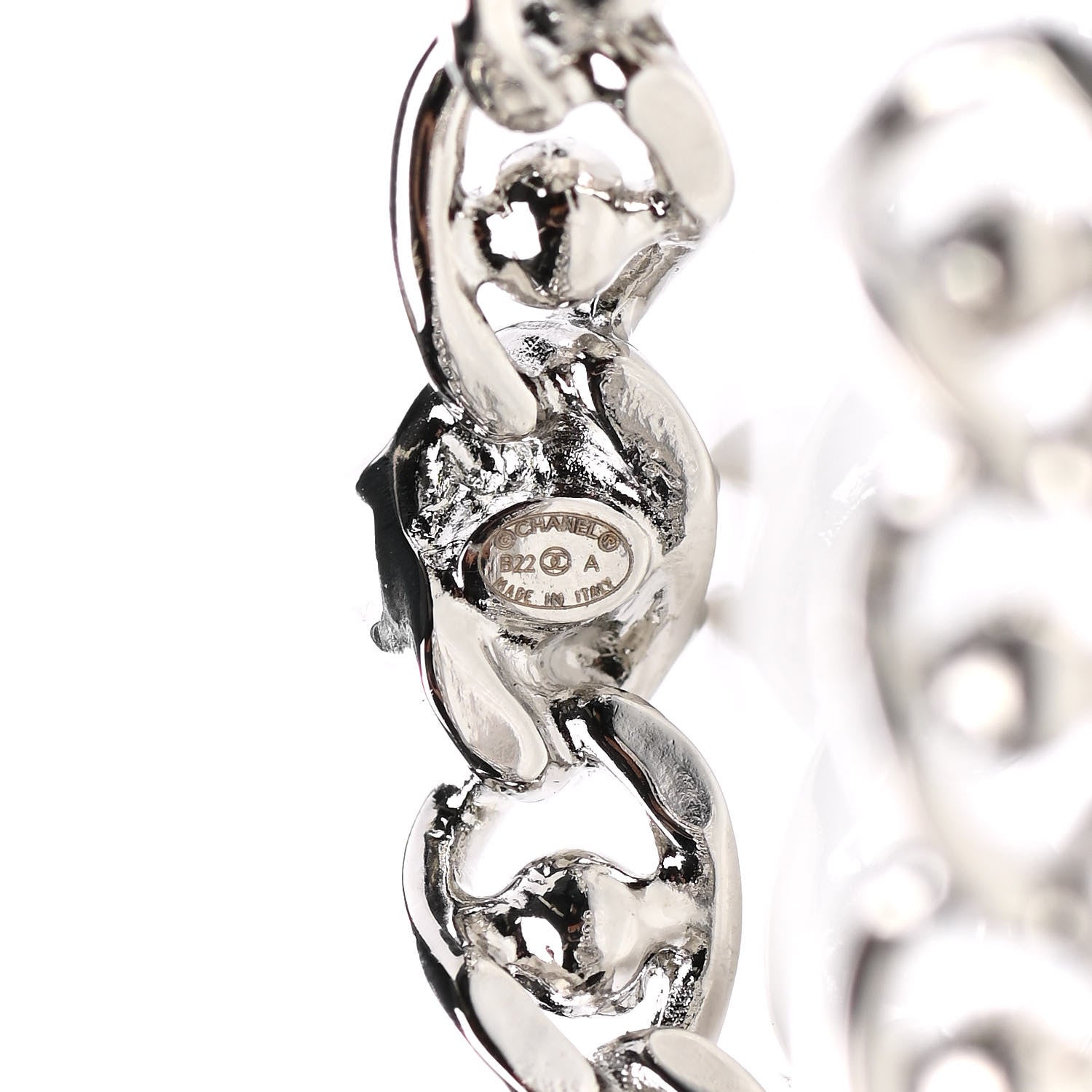 Chanel Metal CC Hoop Earrings Silver 4 of 4