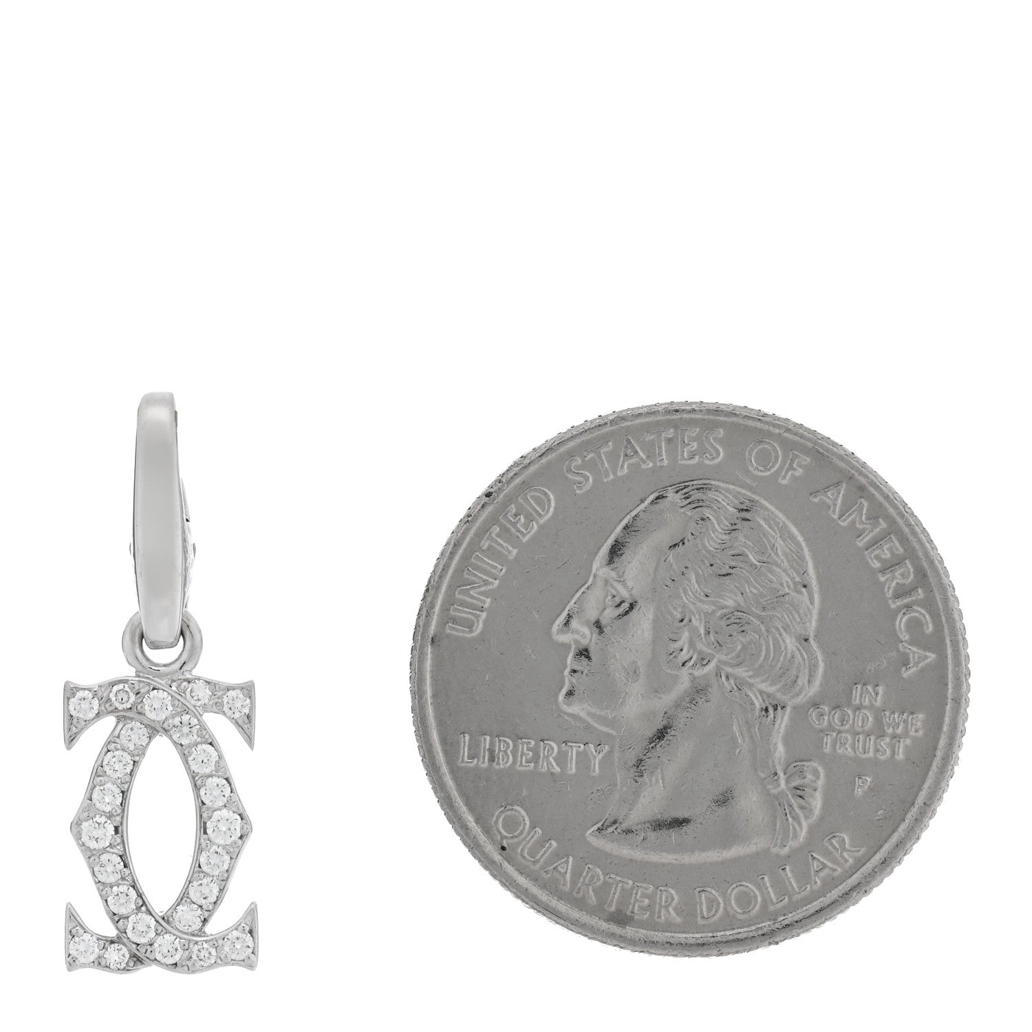 Cartier 18K White Gold Diamond Logo Charm 2 of 4