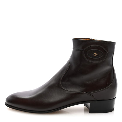 Gucci New Waxed Calfskin Mens Ankle Boots 8 Cocoa 1 of 9