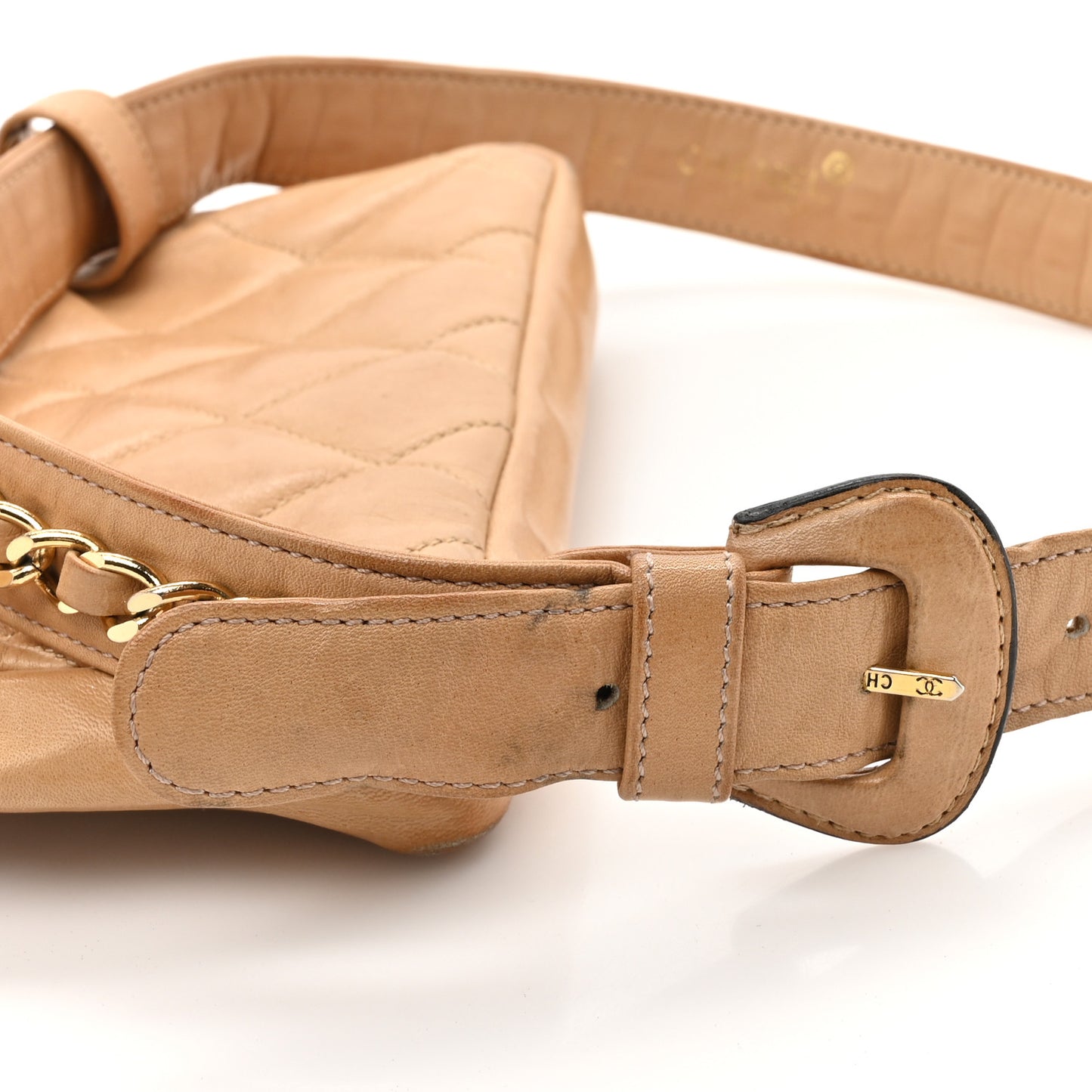 Lambskin Quilted Flap Waist Belt Bag 65 26 Beige