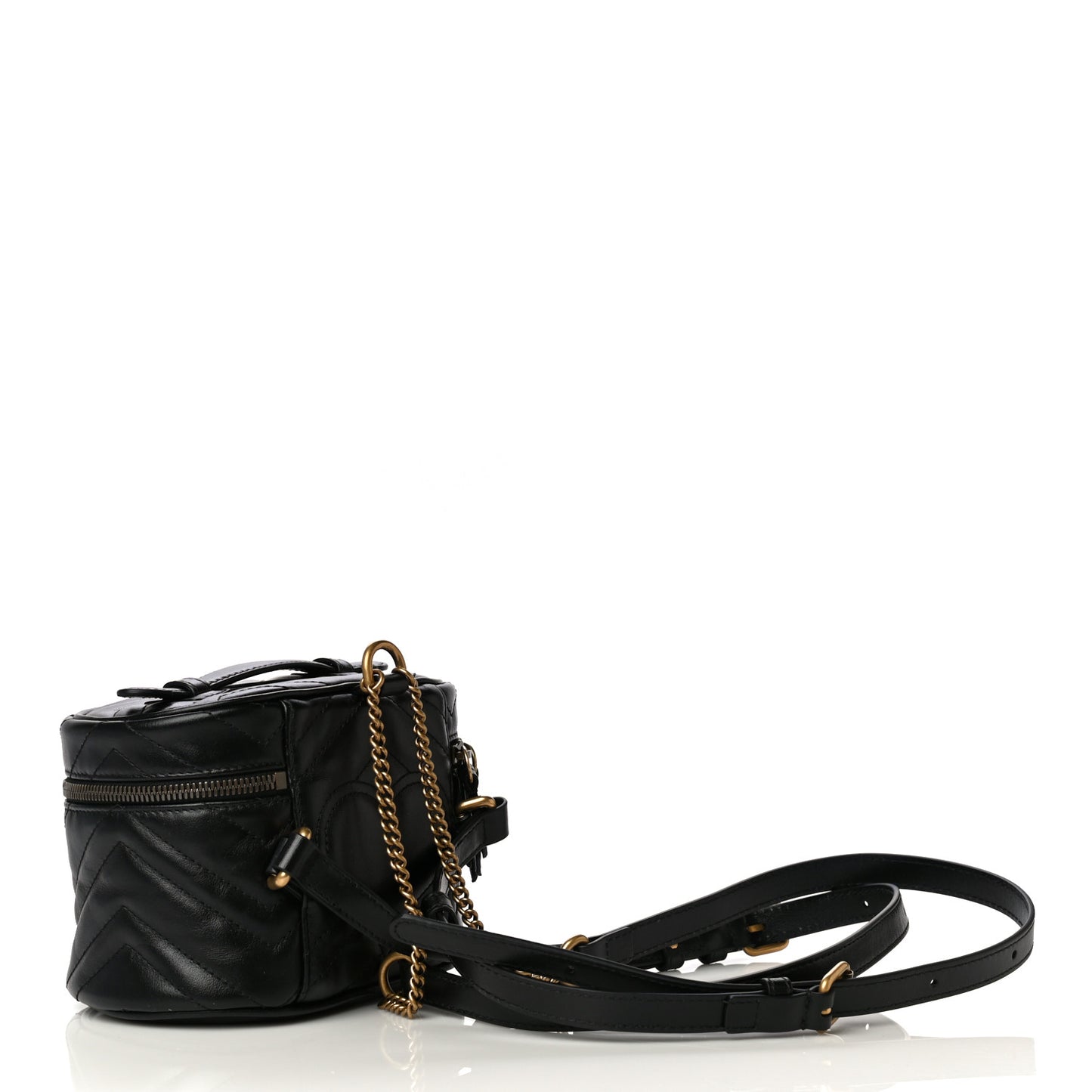 Calfskin Matelasse Mini GG Marmont Round Backpack Black