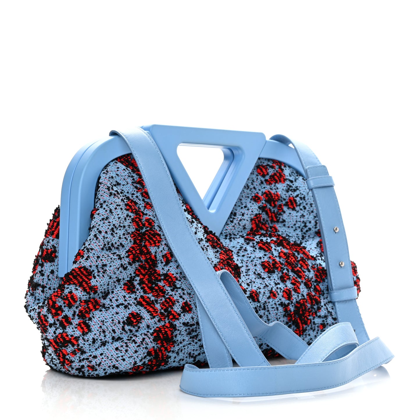 Textured Fabric Medium The Point Triangle Bag Red Blue