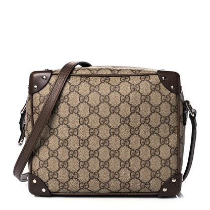 Gucci GG Supreme Monogram Textured Calfskin Square Messenger Bag Beige Ebony New Acero 1 of 12