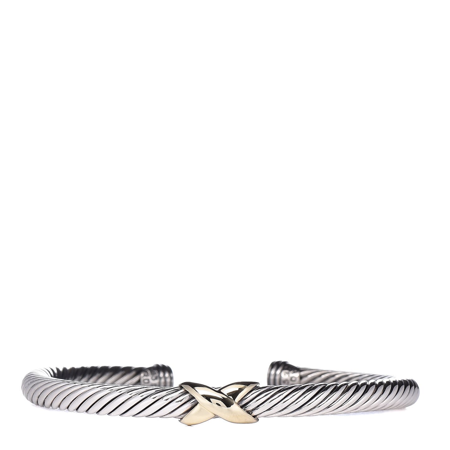 Sterling Silver 14K Yellow Gold 5mm X Station Cable Bracelet