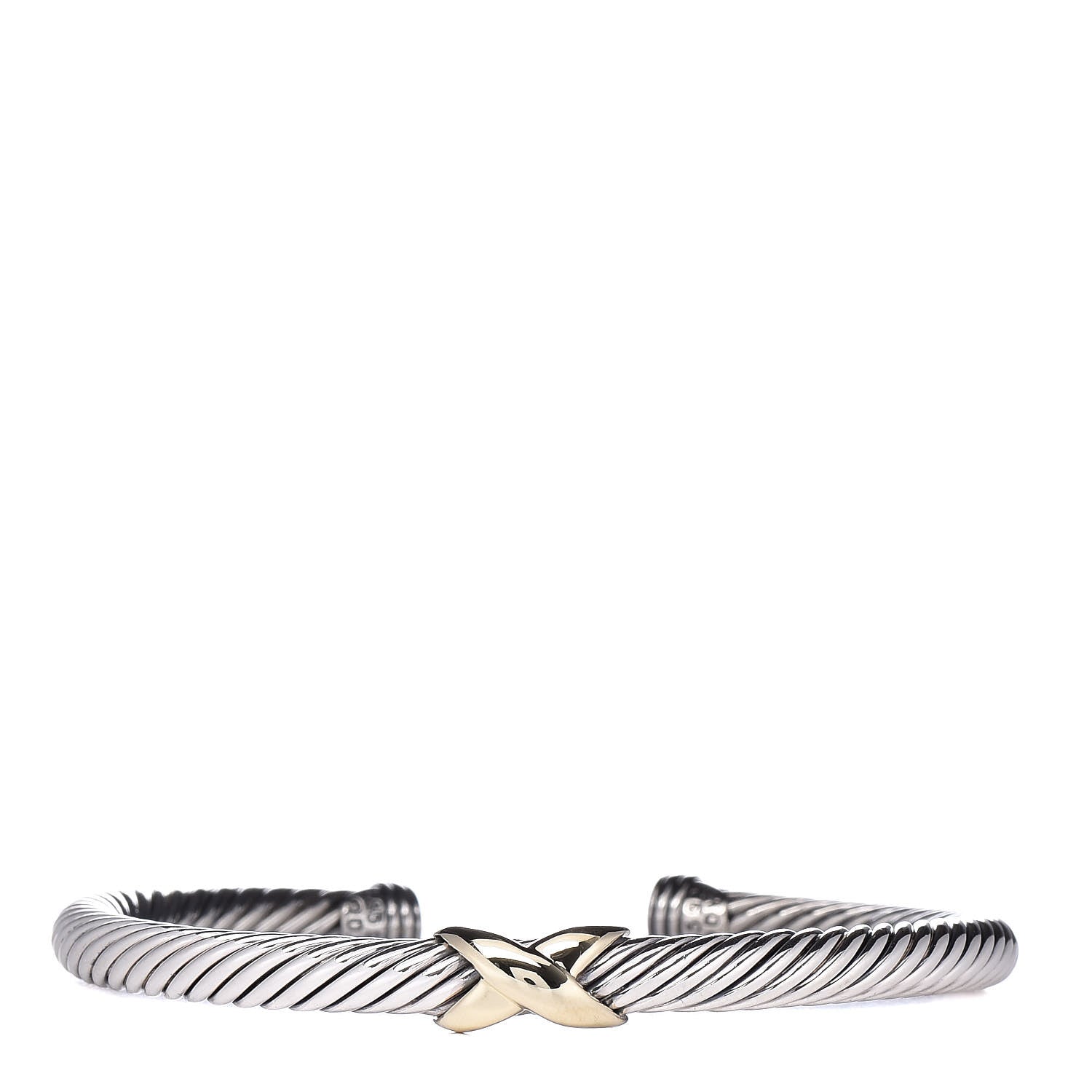 David Yurman Sterling Silver 14K Yellow Gold 5mm X Station Cable Bracelet 1 of 9