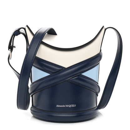 Alexander McQueen Calfskin The Curve Colorblock Micro Shoulder Bag Navy Ivory Blue 1 of 9