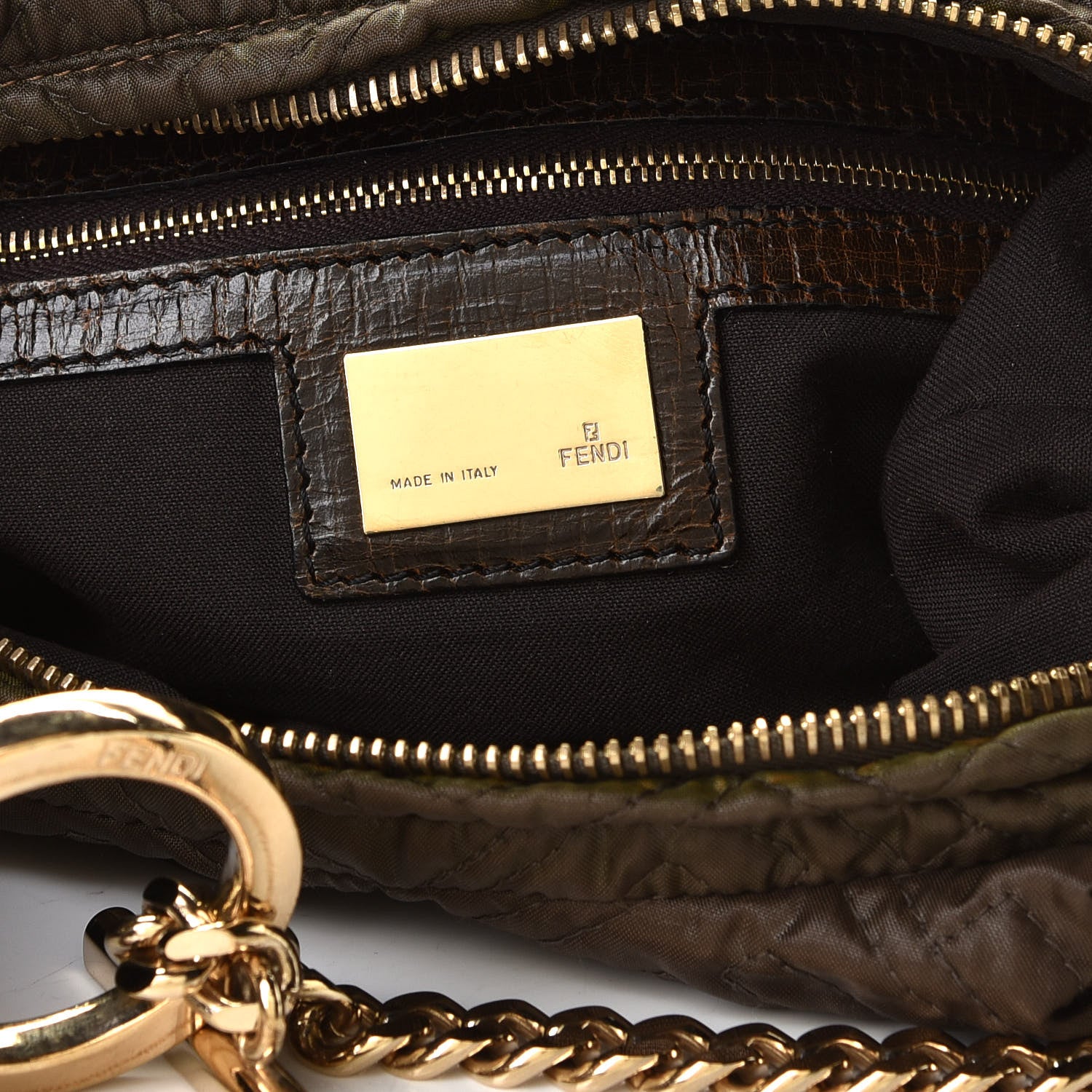 Fendi Nylon FF Embroidered Chef Hobo Brown 3 of 4