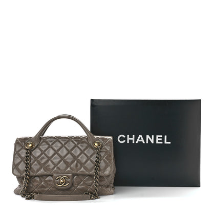 Chanel Glazed Calfskin Castle Rock Medium Flap Dark Beige 14 of 14