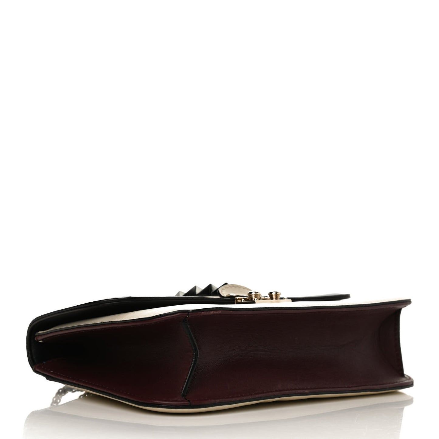 Vitello Tri-Color Medium Glam Lock Rockstud Flap Blue White Burgundy