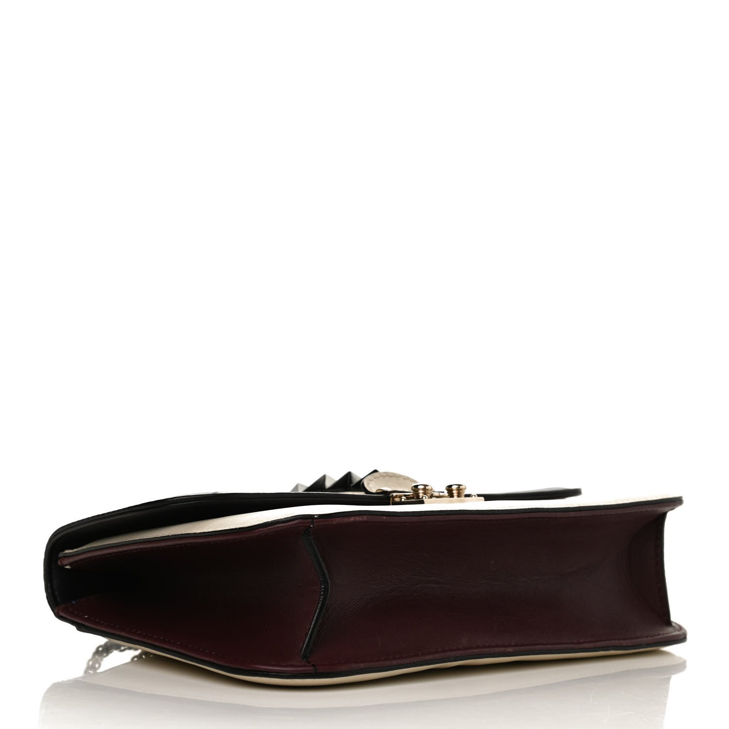 Valentino Garavani Vitello Tri-Color Medium Glam Lock Rockstud Flap Blue White Burgundy 3 of 13