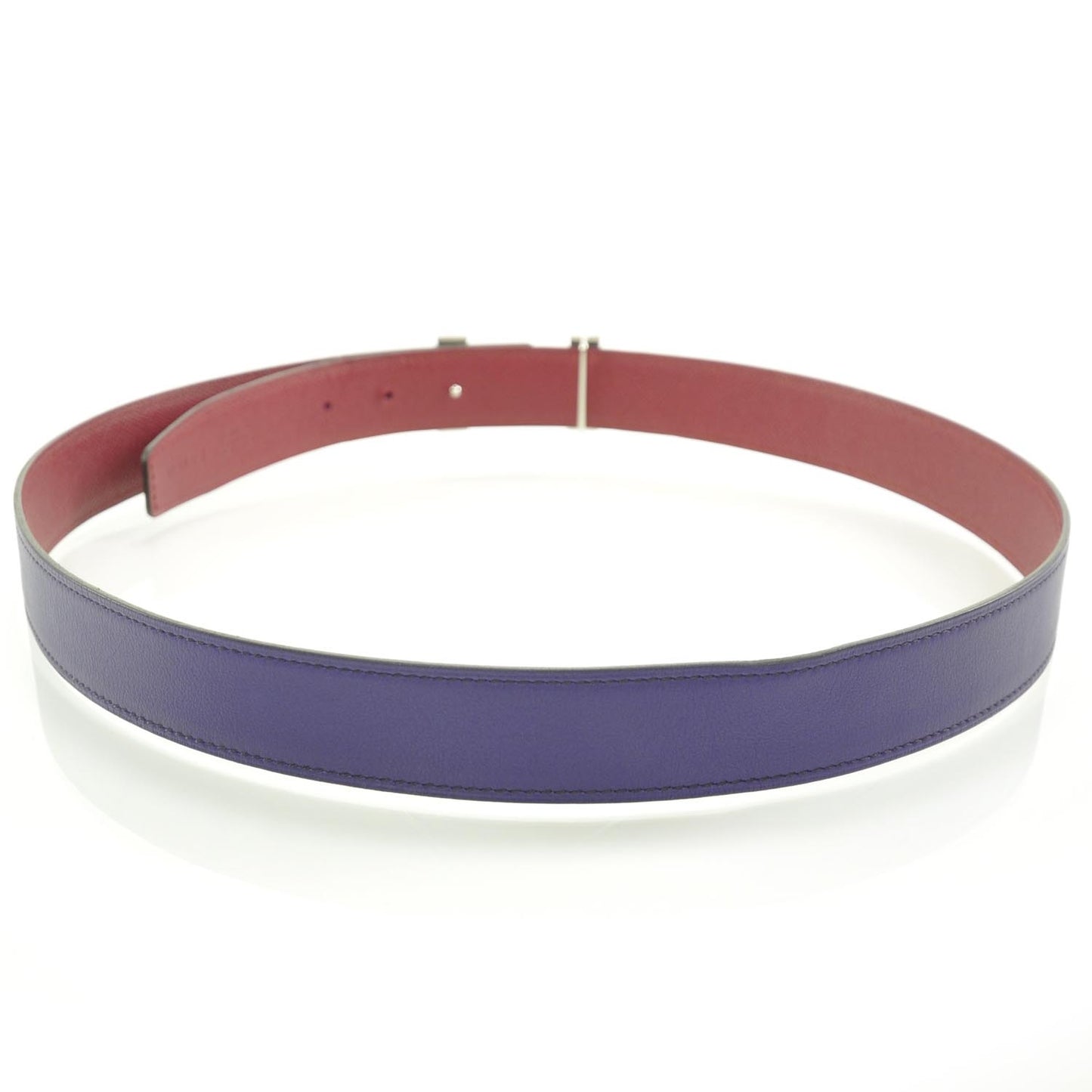 Leather Reversible Enamel H Belt 90 Iris