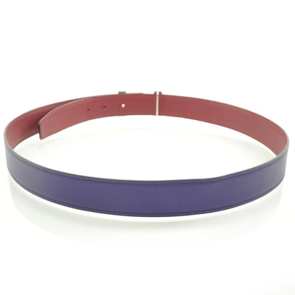 Hermes Leather Reversible Enamel H Belt 90 Iris 4 of 6