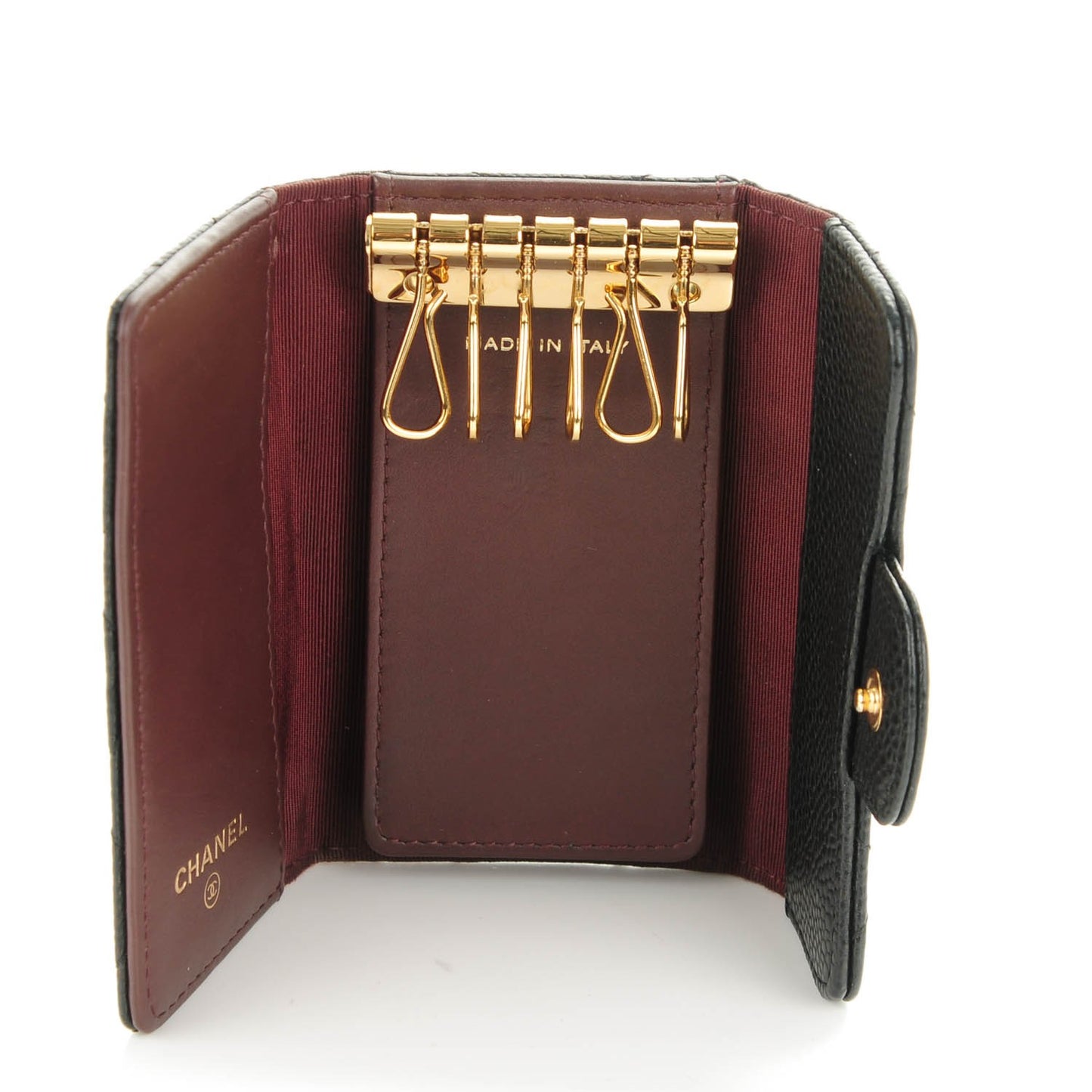 Caviar Quilted 6 Key Holder Black