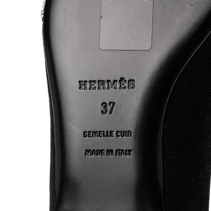 Hermes Satin Suede Goatskin Crystal Roxane Mules 37 Black 8 of 9