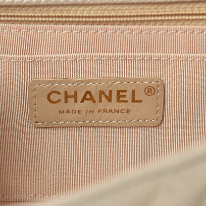 Chanel Metallic Caviar Chevron Quilted Mini Statement Flap Beige 7 of 10