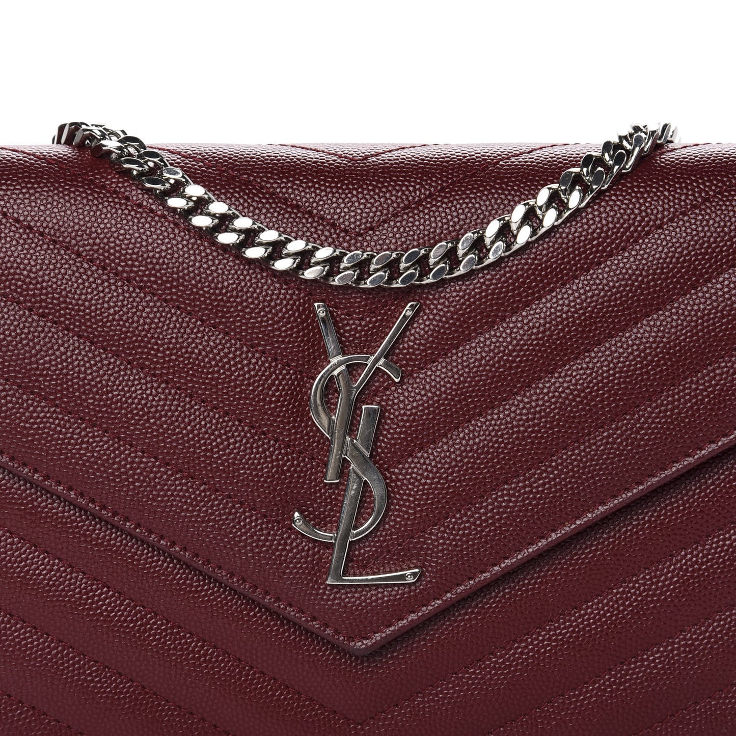 Grain De Poudre Matelasse Chevron Monogram Chain Wallet Palissandre