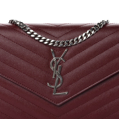Saint Laurent Grain De Poudre Matelasse Chevron Monogram Chain Wallet Palissandre 12 of 12