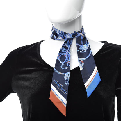 Hermes Silk Cavalcadour Morning Twilly Marine Tabac Blue Jean 2 of 5