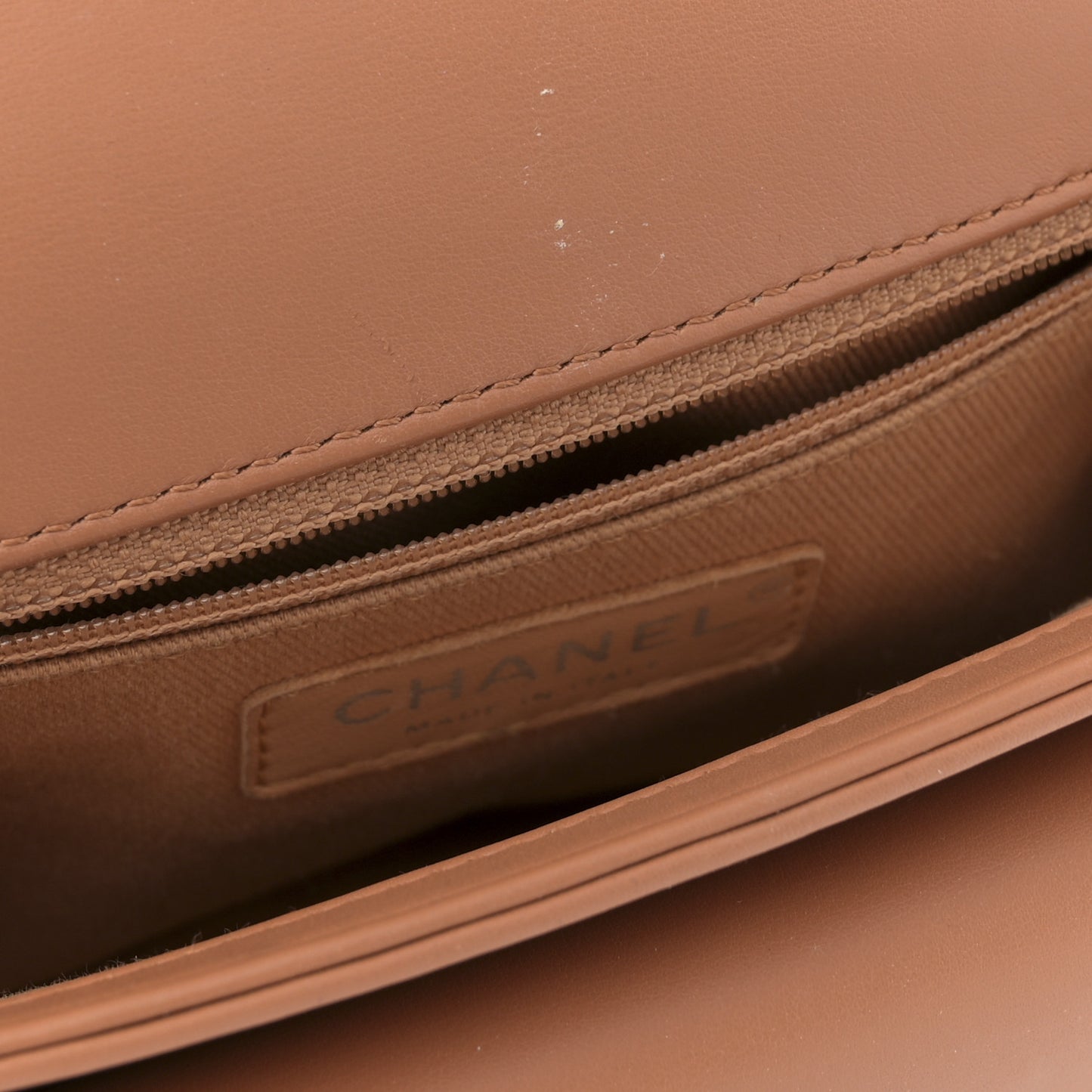 Calfskin Coco Eyelets Small Flap Bag Camel