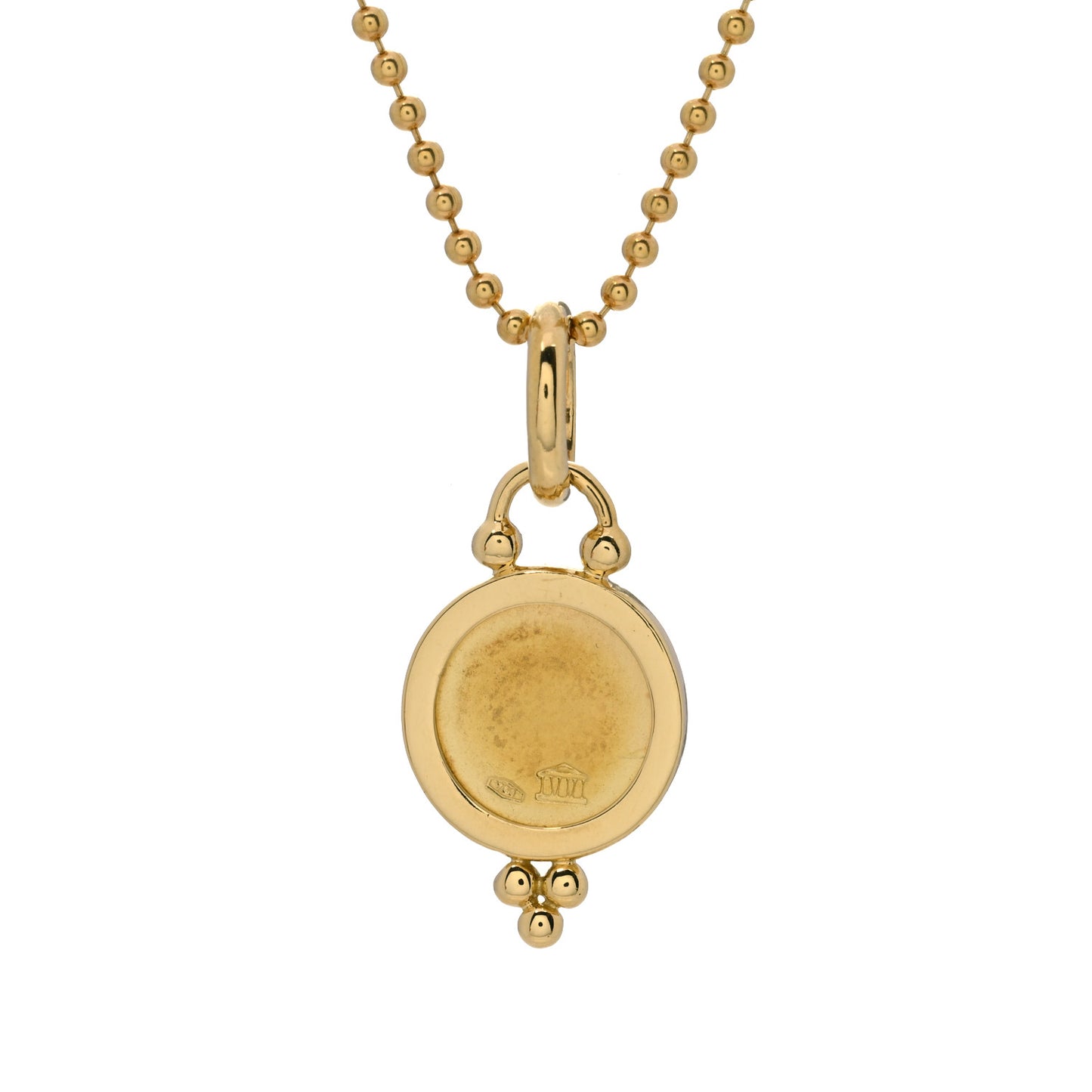 18K Yellow Gold 10mm Angel Pendant Ball Chain Necklace