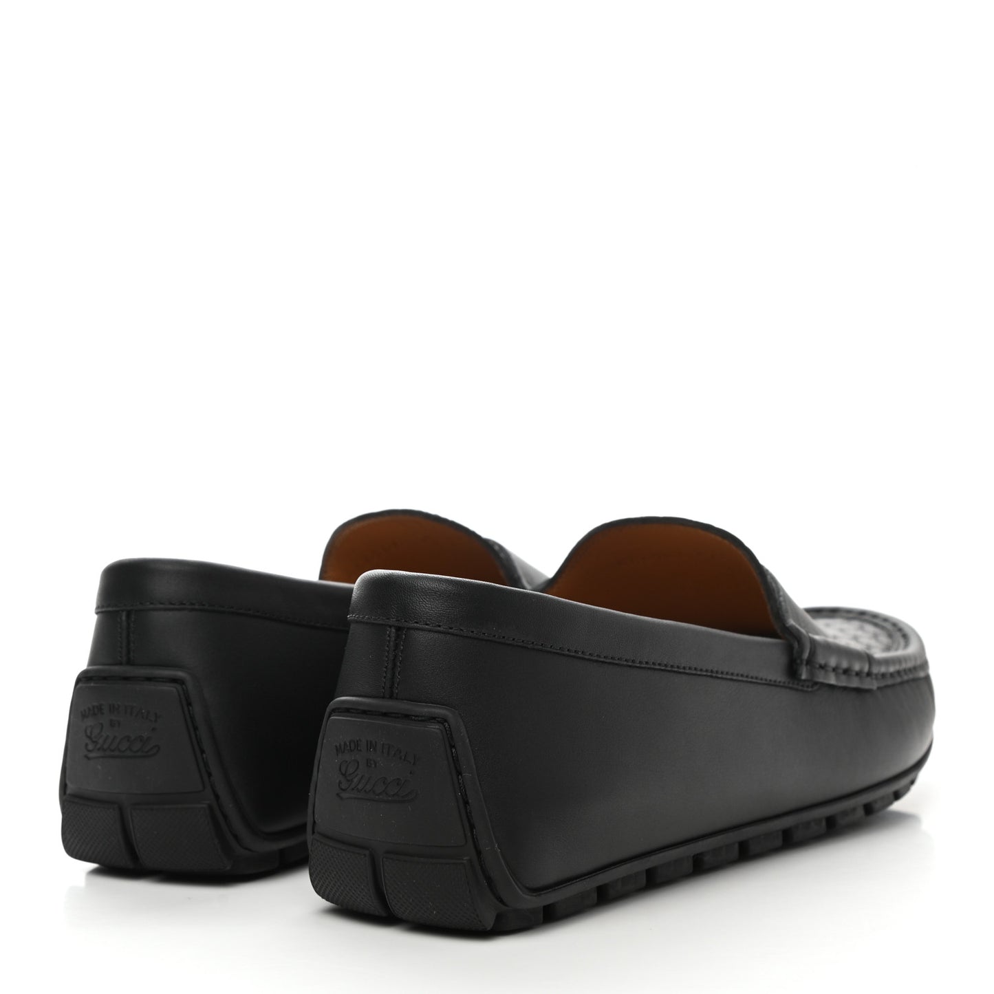 Calfskin Miro Soft Microguccissima Mens Driver Loafers 7.5 Black